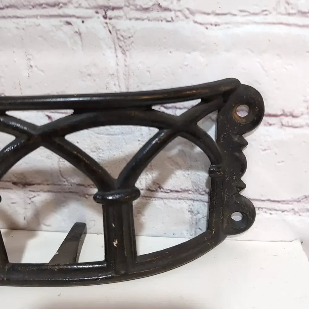 Vintage Cast Iron Pew Bible Hymnal Book Holder Wall Rack Art Deco Architectural